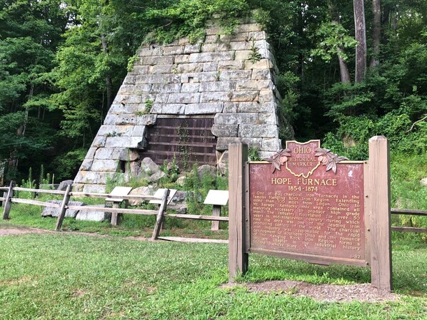 Hope Furnace at Lake Hope State Park. 20 - 30 mins away.