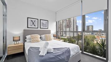 1 Bedroom Standard Apartment | Desk, laptop workspace, blackout drapes, iron/ironing board