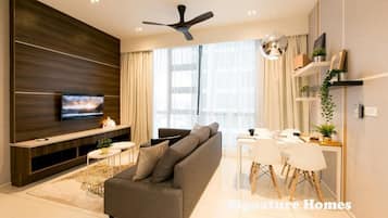 1BR LUXEHOME @ BUKIT BINTANG & KL CITY | Living room | 40-inch Smart TV with satellite channels, TV, streaming services