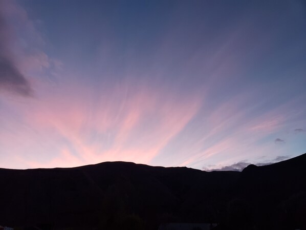 A mountain range with a clear sky.