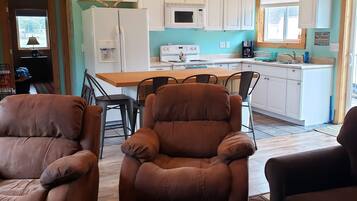 Televisión, chimenea, reproductor de DVD y libros