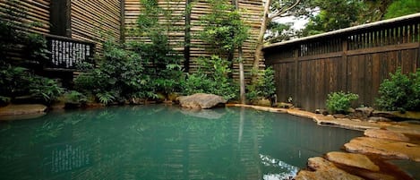 Separate tub and shower, spring water tub, free toiletries, hair dryer