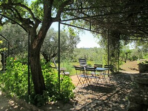 Outdoor dining - Wonderful private villa for 6 guests with A/C, WIFI, TV, patio and pets allowed (Fayence)