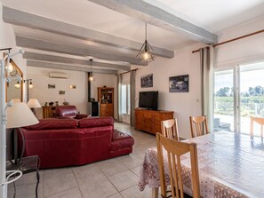 TV, lareira, DVD player