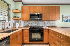 Coffee/tea maker, fridge, microwave, oven - Captivating Ocean Front Condo Living-Poipu Shores (POIPU)
