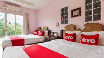 Desk, free WiFi, bed sheets