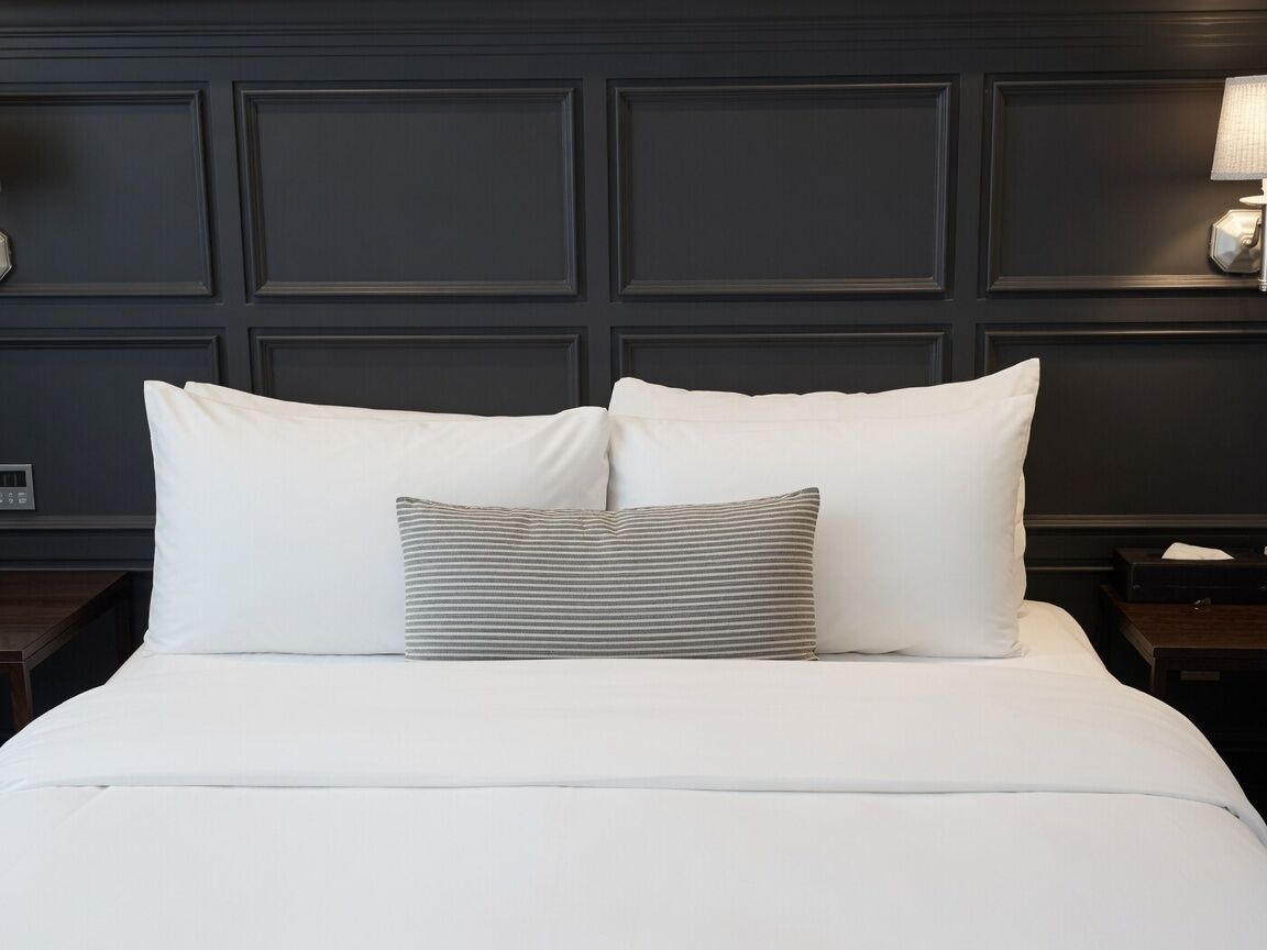 Hypo-allergenic bedding, down duvets, blackout curtains, soundproofing