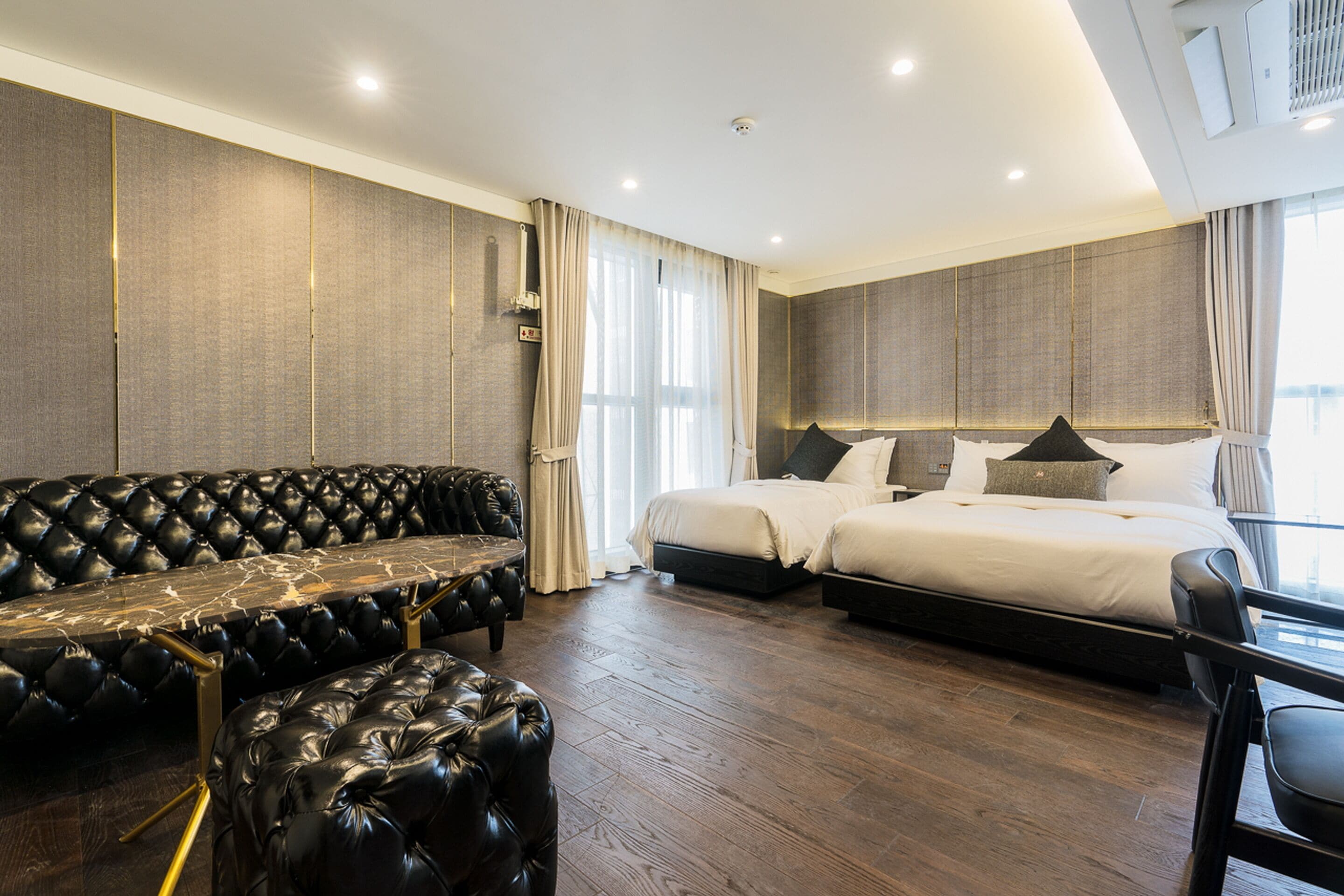 Down duvets, blackout curtains, soundproofing, iron/ironing board