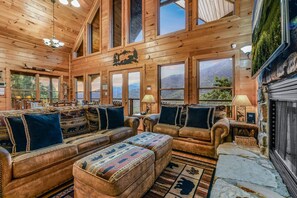 Cabin, 3 Bedrooms | Living area | 30-inch TV with cable channels