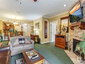 Condo, Multiple Beds, Hot Tub, Mountain View | Living room | 42-inch TV with cable channels, fireplace