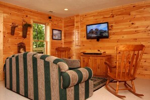 Cabin, Multiple Beds, Hot Tub, Mountain View | Living room | 42-inch TV with cable channels, fireplace, MP3 dock - Dream Catcher, 2 Bedrooms, Hot Tub, Near Golf Course, Views, Sleeps 6 (Newport)