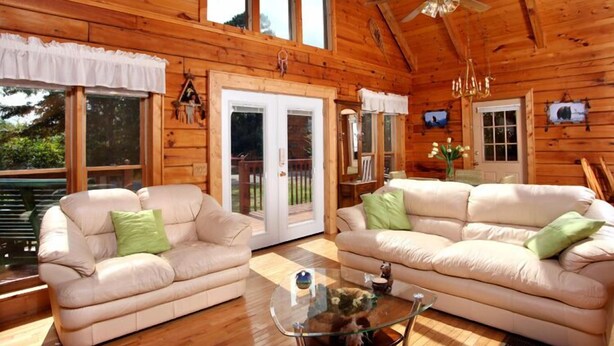 Cabin, Multiple Beds, Hot Tub, Mountain View | Living room | 42-inch TV with cable channels, fireplace - Dream Catcher, 2 Bedrooms, Hot Tub, Near Golf Course, Views, Sleeps 6 (Newport)