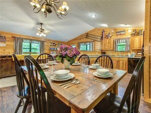 Cabin, Multiple Beds, Hot Tub, Mountain View | Private kitchen | Fridge, microwave, stovetop, dishwasher