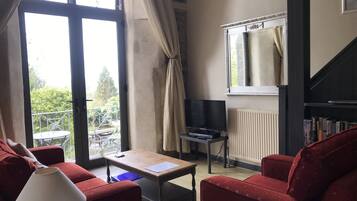 TV, DVD player, books