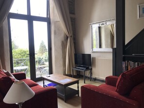 TV, DVD player, books