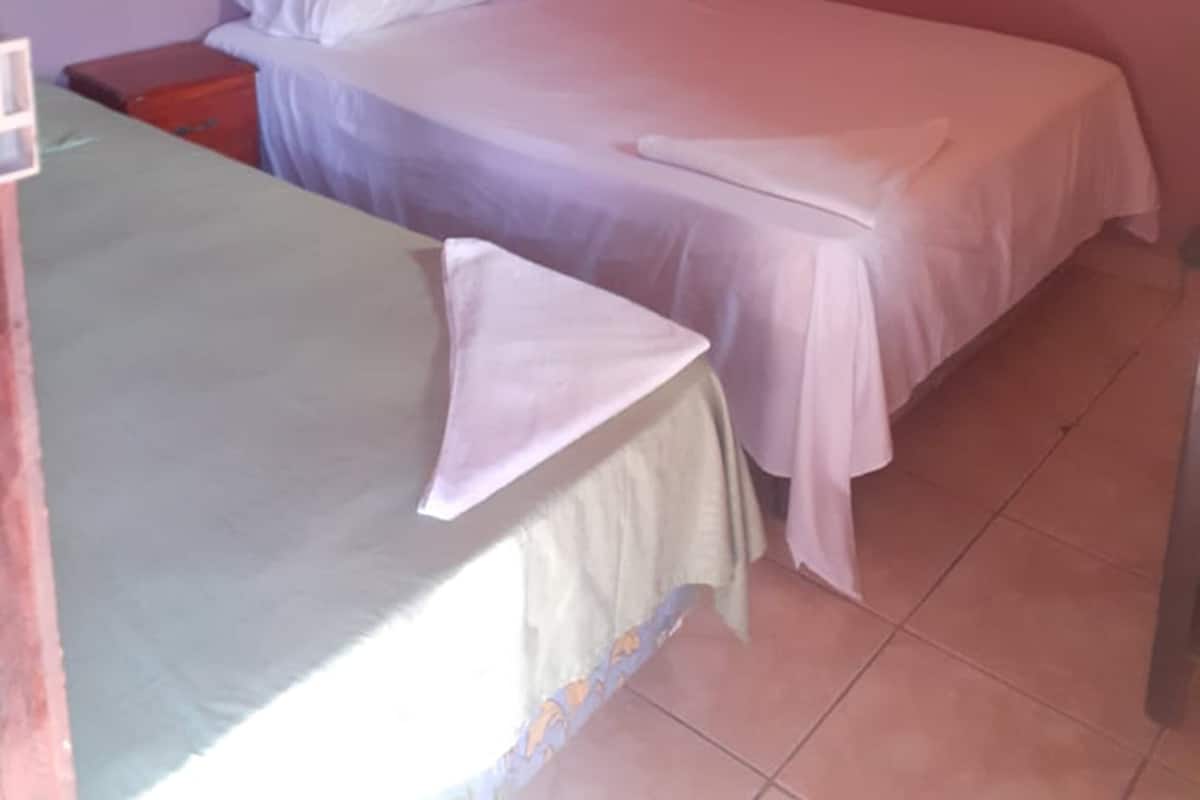 Double Room, 2 Queen Beds | Iron/ironing board, free WiFi, bed sheets