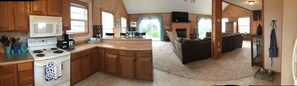 Enjoy meal preparation in the well-appointed kitchen with a large island and ample counter space.