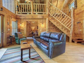 Cabin, Multiple Beds, Hot Tub, Mountain View | Living room - Peaceful Mountain Gem, 1 Bedroom, Hot Tub, Wifi, Air Hockey, Sleeps 6 (Sevierville)