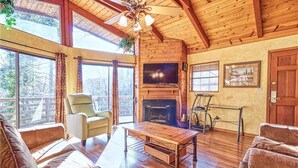 Cabin, Multiple Beds, Hot Tub | Living room | 42-inch TV with cable channels, fireplace - Creekside, 4 Bedrooms, Pool Access, Wifi, Hot Tub, Fireplace, Sleeps 10 (Gatlinburg)