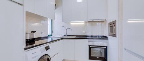 Fridge, microwave, oven, electric kettle