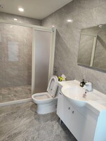 Panoramic Room | Bathroom | Shower, free toiletries, hair dryer, slippers