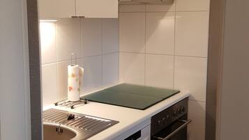 Frigorífico, microondas, horno y placa de cocina