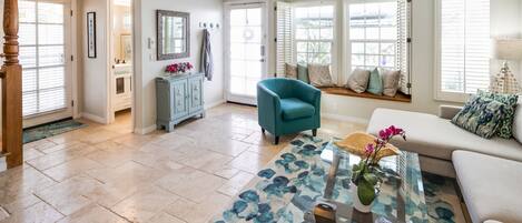 Smart TV, chimenea, reproductor de DVD y libros