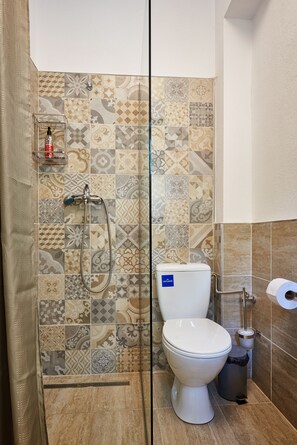 Douche, séchoir à cheveux, papier de toilette