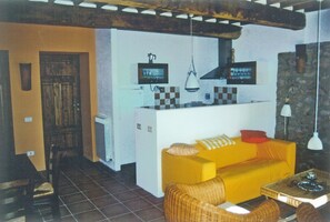 Televisión, chimenea, tenis de mesa y estéreo 