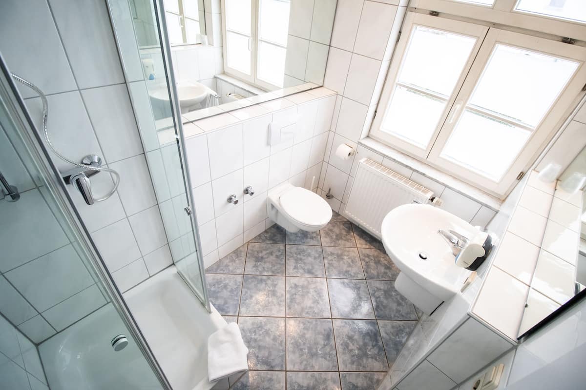 triple room | bathroom | shower, towels, soap, toilet paper