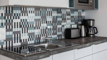 Fridge, microwave, oven, dishwasher