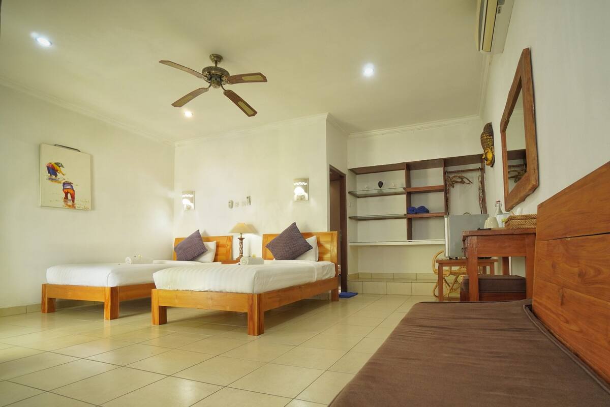 Kamar Twin Deluks, 2 Tempat Tidur Twin, pemandangan kebun | Area keluarga