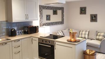 Fridge, microwave, dishwasher, electric kettle