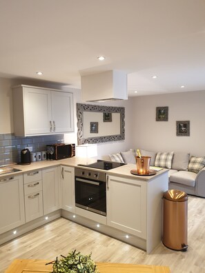 Fridge, microwave, dishwasher, electric kettle