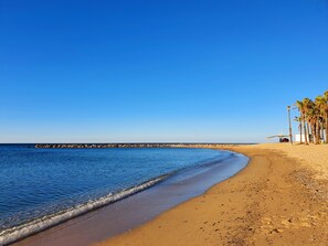 Beach nearby, sun-loungers