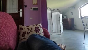 Deluxe Room, Ensuite, Valley View | Living area | Flat-screen TV - Books&Bikes (Buia)