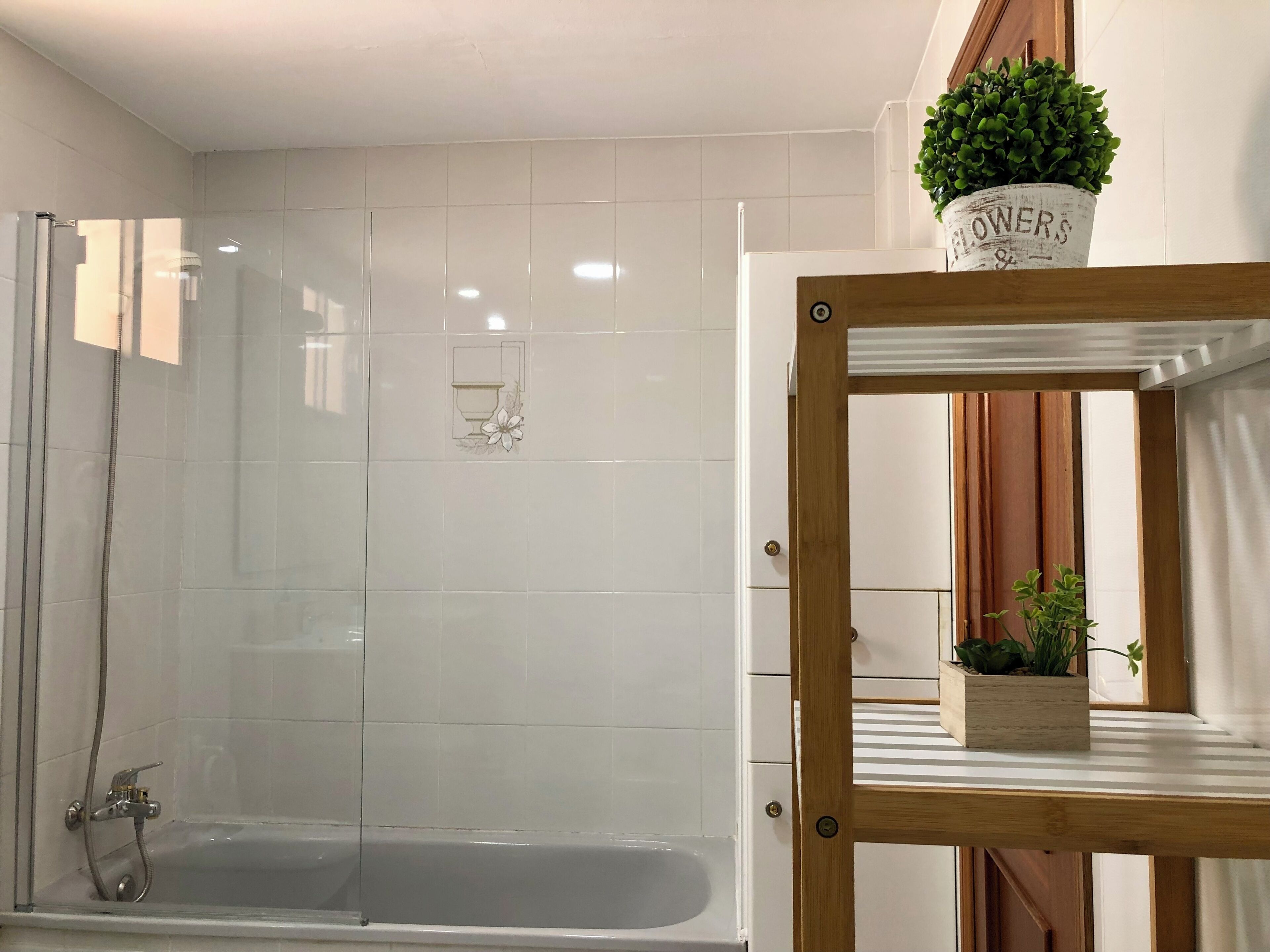 Bathtub, bidet, towels, toilet paper