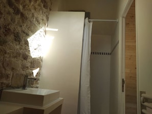 Shower, hair dryer, toilet paper