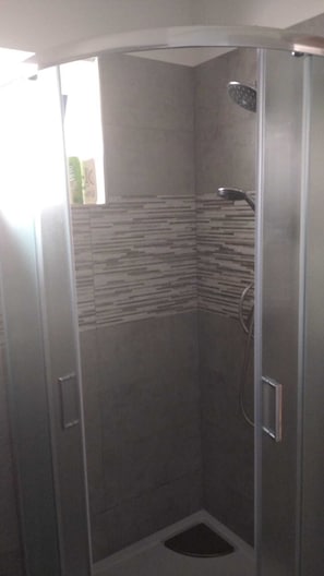 Regadera, secadora de cabello, bidet, toallas 