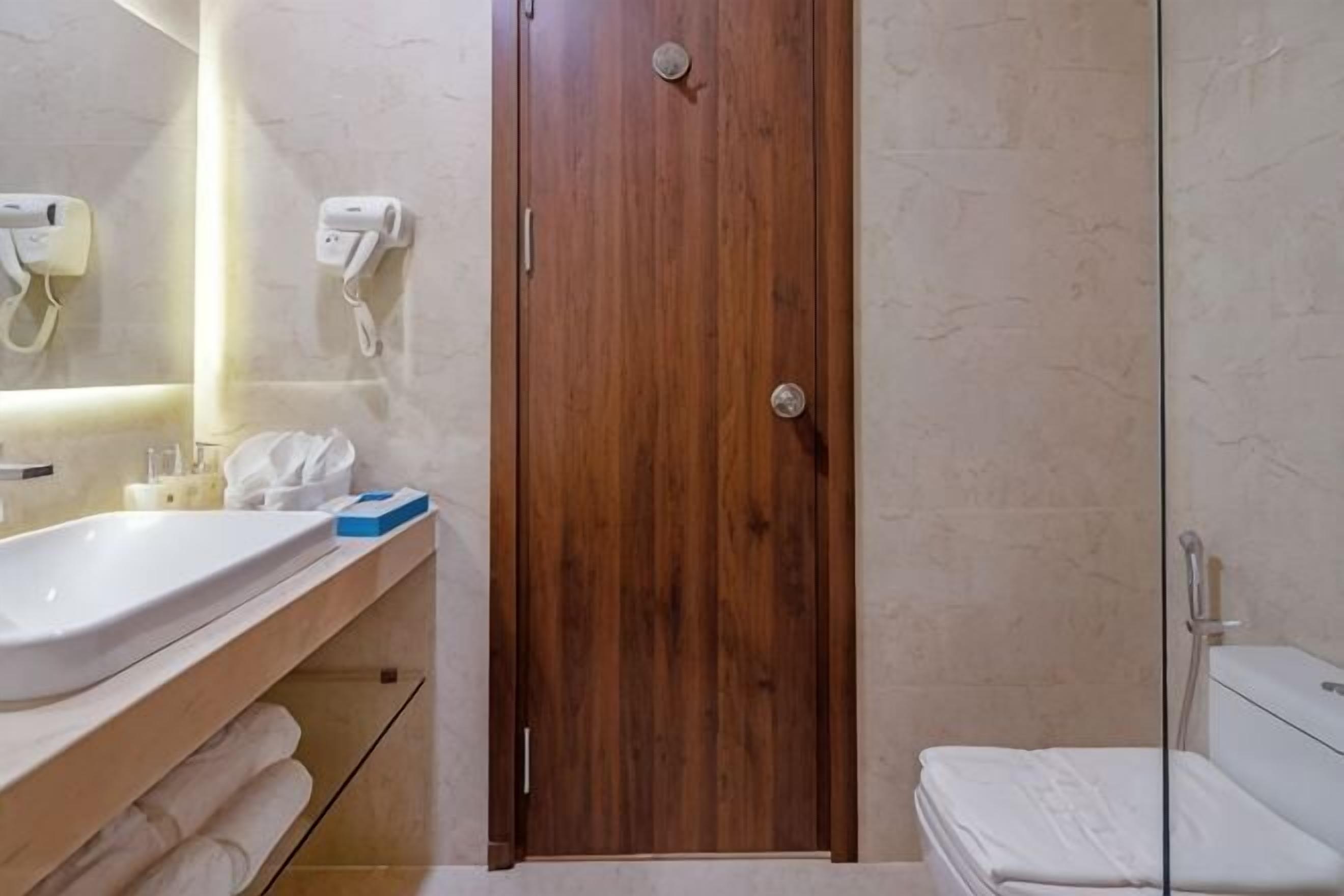 Bathroom | Shower, rainfall showerhead, designer toiletries, hair dryer