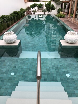 Indoor pool, open 8:00 AM to 7:00 PM, sun loungers - The Rohet House (Jodhpur)