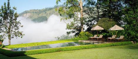 Outdoor pool, sun loungers