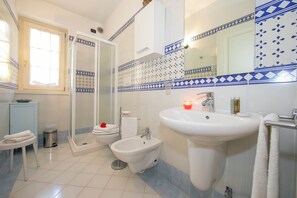 Family Apartment, 1 Bedroom, Terrace (Casa Emma with Pool) | Bathroom | Shower, rainfall showerhead, hair dryer, bidet - Casa Emma with Pool (Sirmione)
