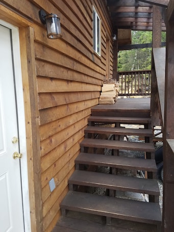 Exterior detail. LOVE SHACK CABIN RENTAL. Located in Coffman Cove on Prince of Wales Island.