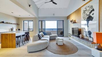 Penthouse, 3 Bedrooms, Sea View | Living area | Smart TV, smart speakers