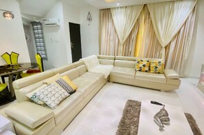 TV, DVD player, books, music library