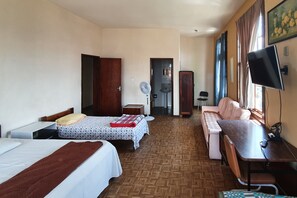 Desk, free WiFi, bed sheets