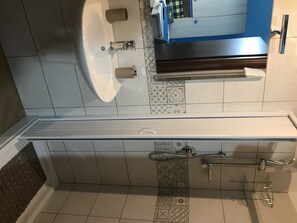Hair dryer, towels, toilet paper
