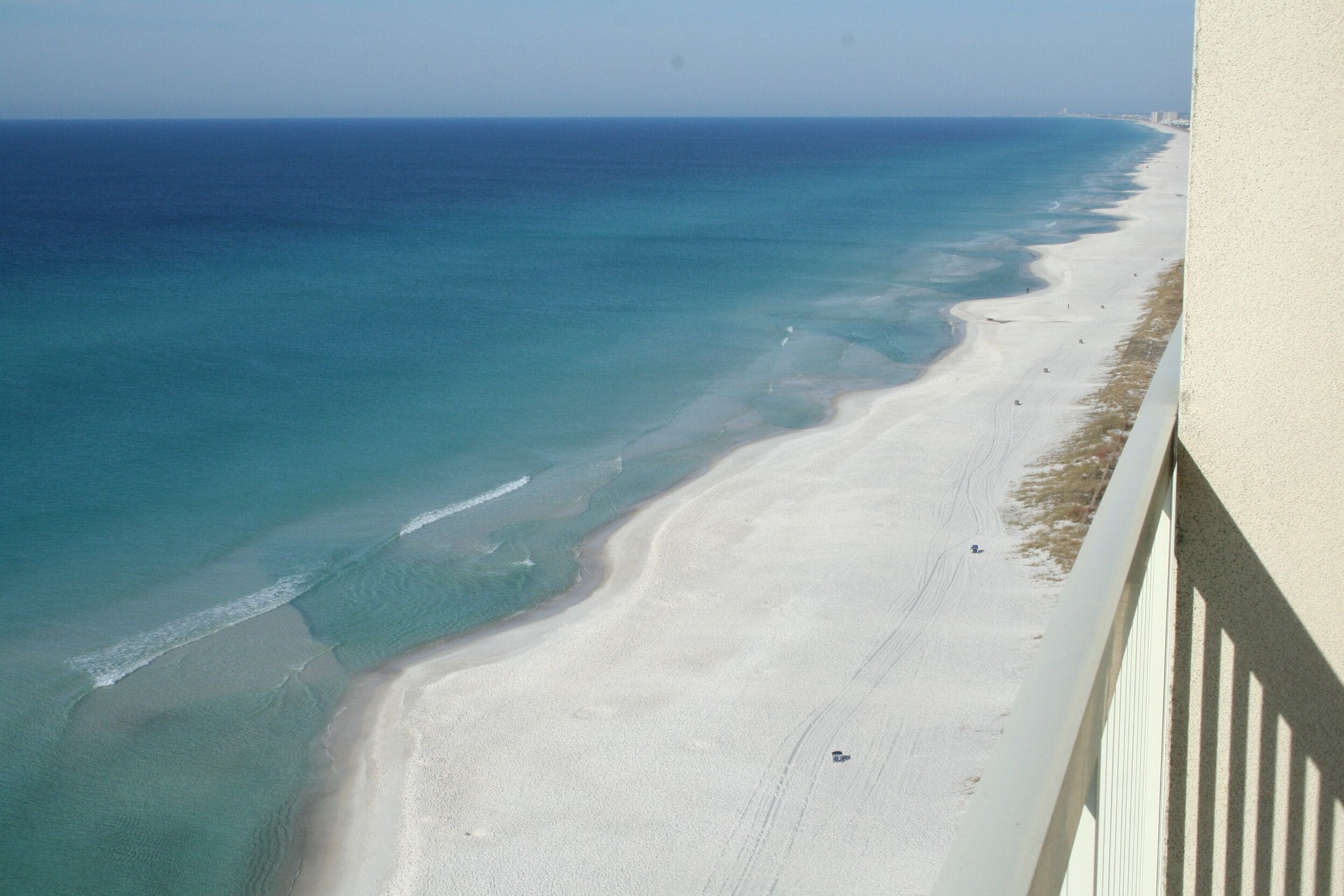 On the beach, sun loungers
