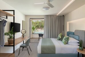 Junior Suite with Private Garden & Pool View | Egyptian cotton sheets, premium bedding, pillowtop beds, minibar - Mossa Well Being Hotel with heated pool & Wellness Spa (Chania)
